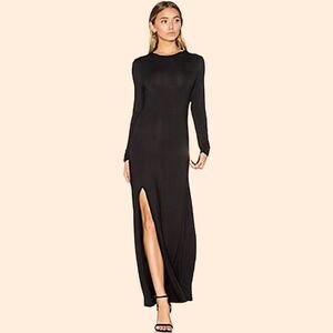 Trois Black Maxi Slit Dress